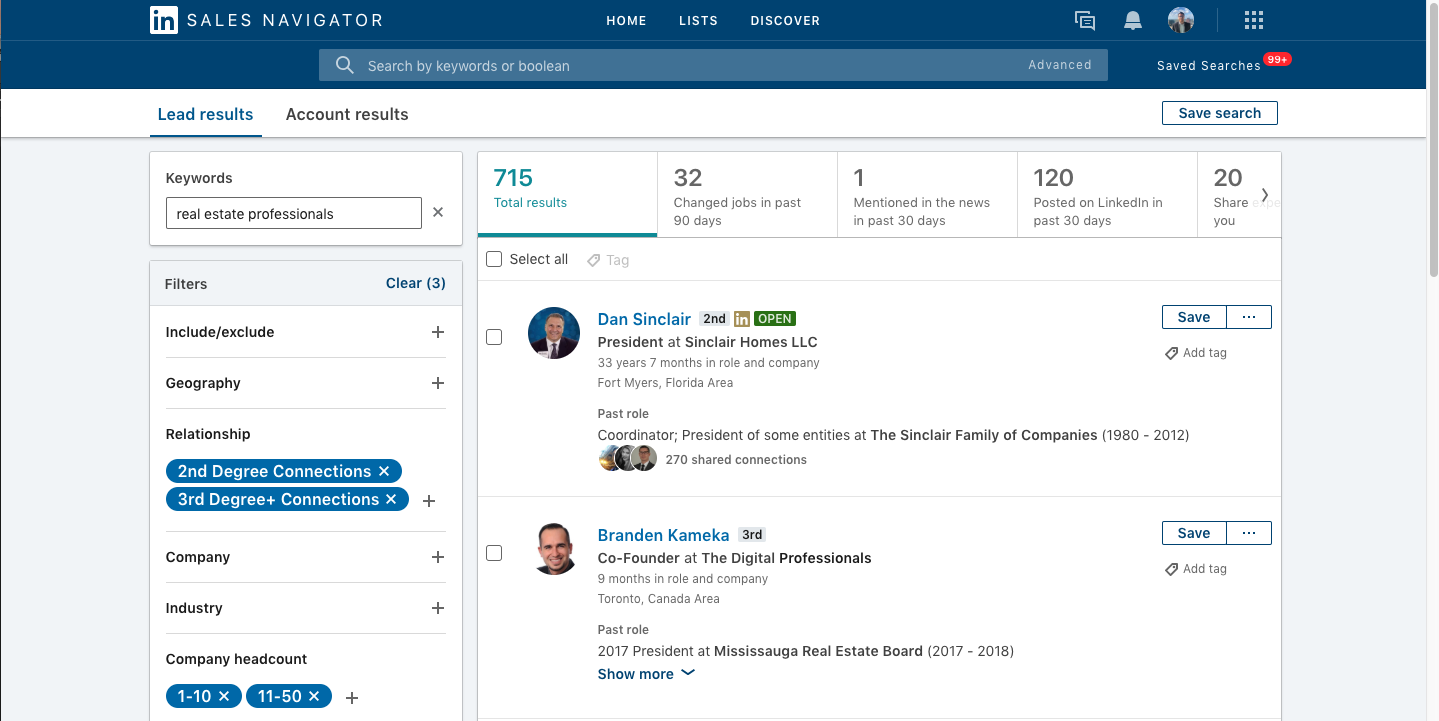 Use LinkedIn Sales Navigator to generate b2b clients in 2019. 